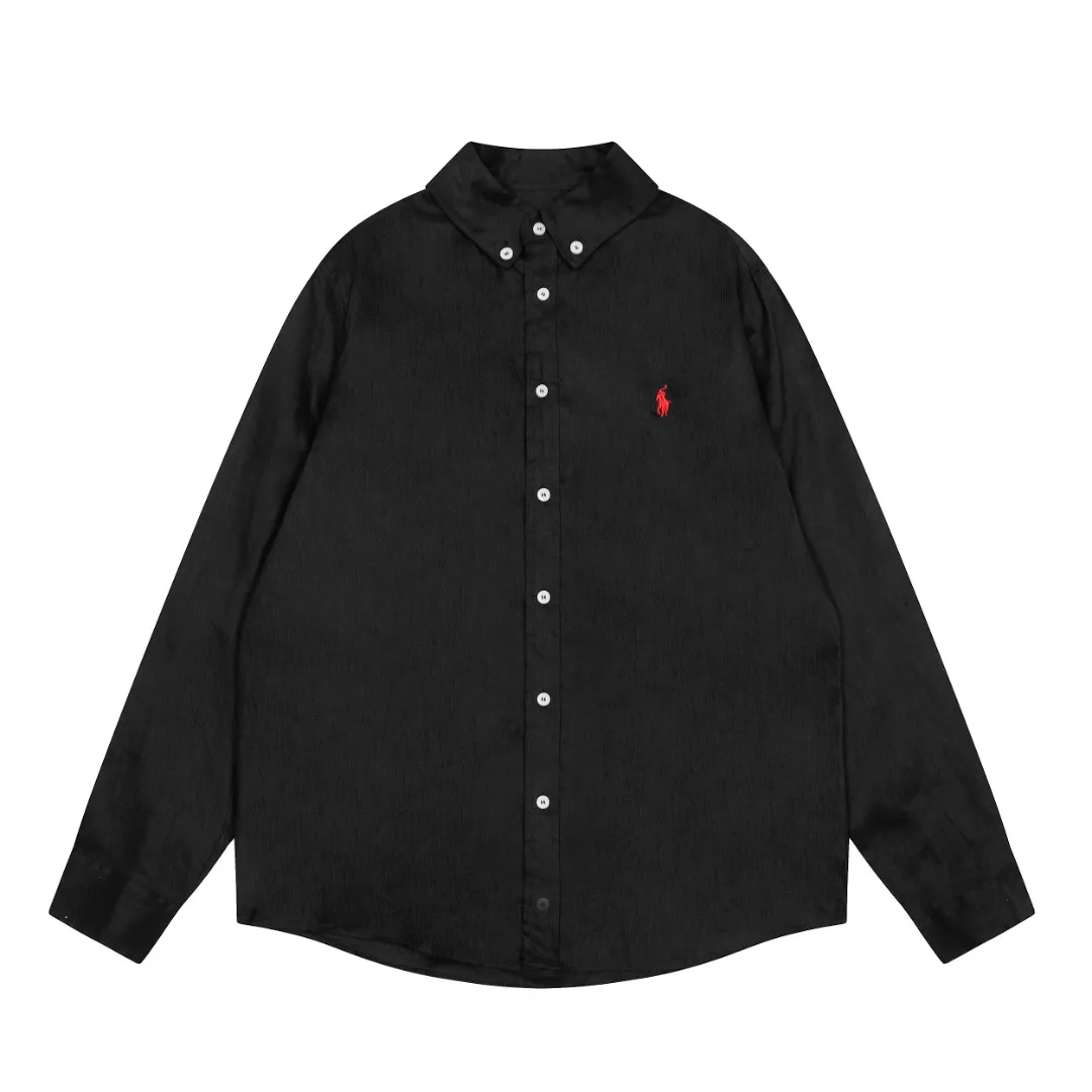 P300 Top Quality" Style Number: 8001# [Ralph Lauren Paul Pony Linen Basic Couple Style Shirt Long Sleeve] ✅Ralph Lauren Paul Small Label War Horse 100% Pure Linen Classic Basic Four Seasons Shirt Long Sleeve ✅A must-have item for the lazy style. The upper body has a retro and fresh feeling. ✅100% pure linen 280g 32 count fabric. Washed, retro and textured. ✅Dedicated to platform live broadcast. Wholesale entity ✅Simple and easy to match, light American old money style, the upper body is super great, ✅Standard for all seasons, worn alone/inner, it is a must-have for YYDS couples wardrobe. Size: S-XL Color: Black, White, Navy, Khaki, Pink, Yellow, Red, Colorful Blue, Light Blue, Rose Red